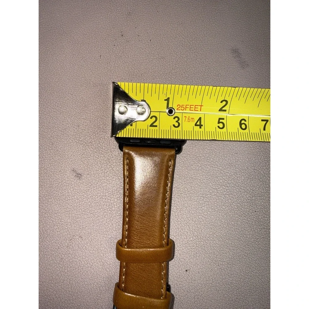 Genuine Leather Apple Watch Band Brown 42mm 44mm 45mm Black‎ Buckle Strap